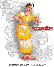  illustration of Indian mohiniyattam dance form