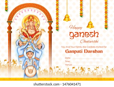 ilustración de indios celebrando Lord Ganpati como antecedente del festival Ganesh Chaturthi de la India