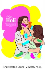 Illustration Of Indian People Enjoying Or Celebrating Holi Festival