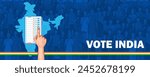 illustration of Indian people Hand with voting sign showing general election of India 