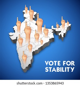 illustration of Indian people Hand with voting sign showing general election of India