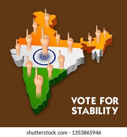 illustration of Indian people Hand with voting sign showing general election of India