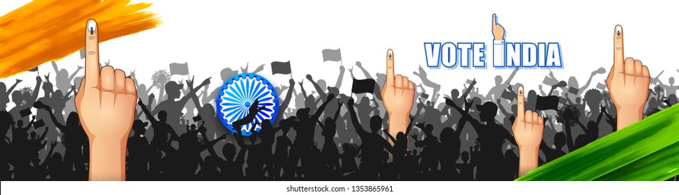 Illustration Of Indian People Hand With Voting Sign Showing General Election Of India