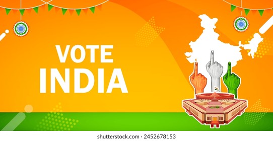 illustration of Indian people Hand with voting sign showing general election of India 