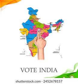 illustration of Indian people Hand with voting sign showing general election of India 