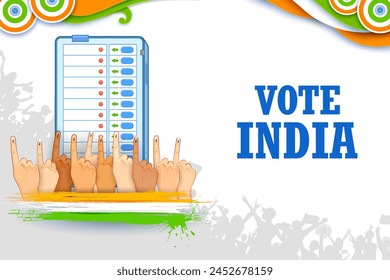 illustration of Indian people Hand with voting sign showing general election of India 