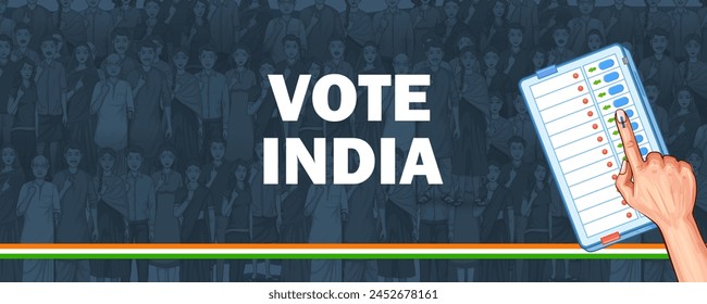 illustration of Indian people Hand with voting sign showing general election of India 