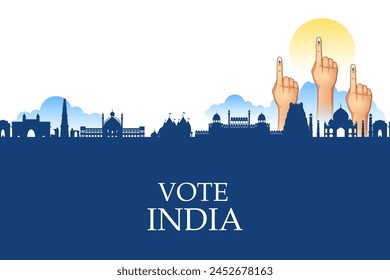 illustration of Indian people Hand with voting sign showing general election of India 