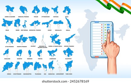 illustration of Indian people Hand with voting sign showing general election of India 