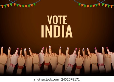 illustration of Indian people Hand with voting sign showing general election of India 