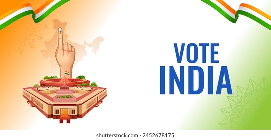 illustration of Indian people Hand with voting sign showing general election of India 