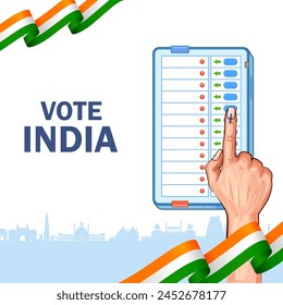 illustration of Indian people Hand with voting sign showing general election of India 