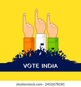 illustration of Indian people Hand with voting sign showing general election of India 