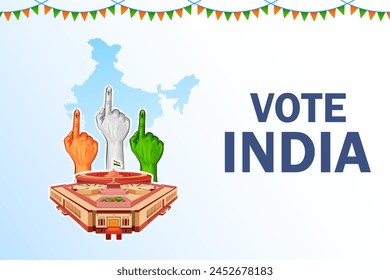 illustration of Indian people Hand with voting sign showing general election of India 