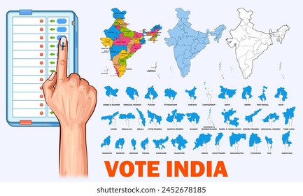 illustration of Indian people Hand with voting sign showing general election of India 