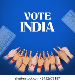 illustration of Indian people Hand with voting sign showing general election of India 