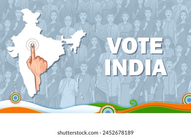 illustration of Indian people Hand with voting sign showing general election of India 