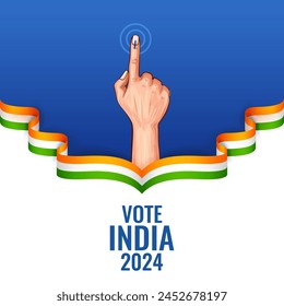 illustration of Indian people Hand with voting sign showing general election of India 