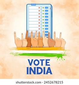 illustration of Indian people Hand with voting sign showing general election of India 