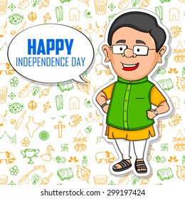 illustration of Indian people wishing Happy Independence Day of India