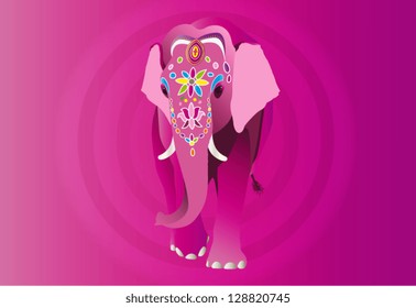 illustration of an indian pink elephant