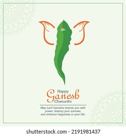 Illustration of Indian Religious Festival Ganesh Chaturthi eco leaves concept