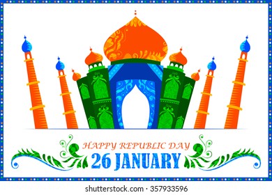 ilustración de fondo del Día de la República India con el Floral Taj Maha
