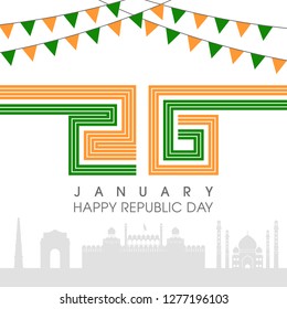 Illustration of Indian republic day,26th January vector. 