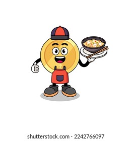 Illustration of indian rupee as an asian chef , character design