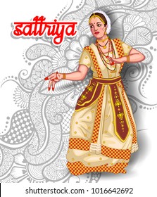 illustration of Indian sattriya dance form