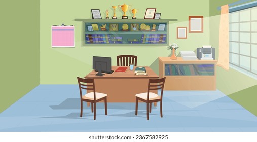 Illustration of Indian school office interior vector. Principal office interior