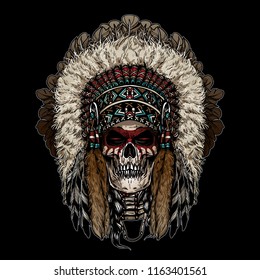 illustration of indian skull face