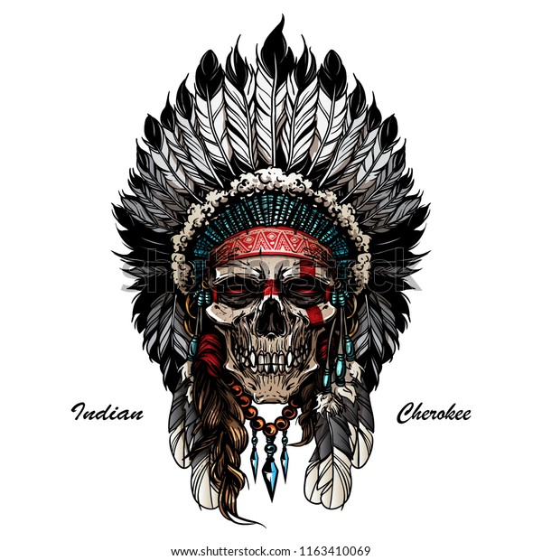 Illustration Indian Skull Warrior Stock Vector (Royalty Free) 1163410069