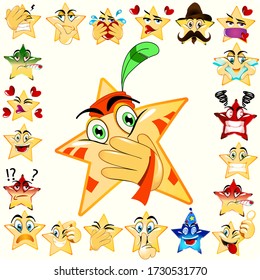 Illustration of Indian Star Emoji. Yellow Gradient combine color. Stock Vector Icon. Light Background.