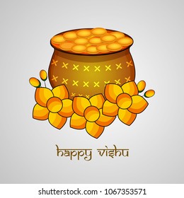 illustration of Indian State kerala Hindu festival Vishu Background 