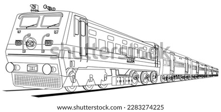 Illustration of Indian Super Fast Train lineart concept