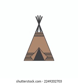 illustration of indian teepee tent, native american culture, vector art.