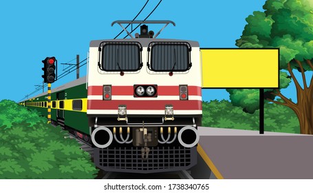 Illustration of Indian Train in station