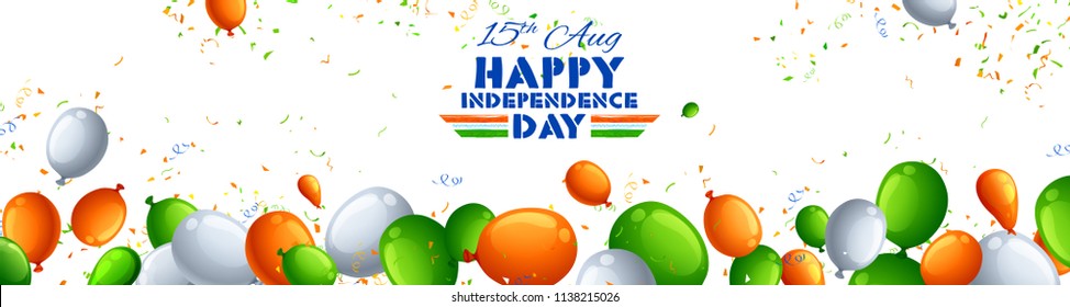 illustration of Indian Tricolor flag balloon background for Happy Independence Day of India