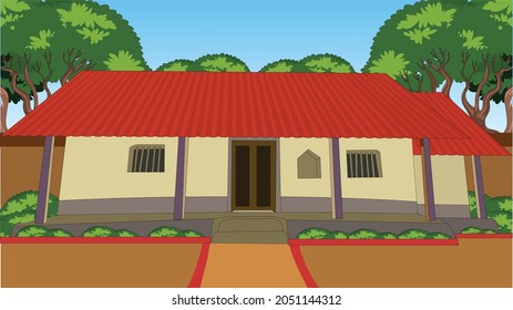 Illustration of Indian village house vector art