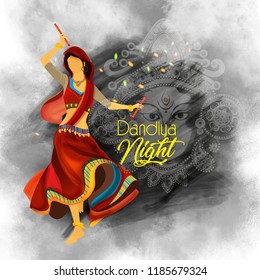illustration of Indian woman playing Garba in Dandiya Night Navratri Dussehra festival of India illustration of Indian woman playing Garba in Dandiya Night Navratri Dussehra festival of India