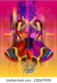 illustration of Indian woman playing Garba in Dandiya Night Navratri Dussehra festival of India illustration of Indian woman playing Garba in Dandiya Night Navratri Dussehra festival of India