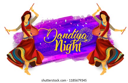 illustration of Indian woman playing Garba in Dandiya Night Navratri Dussehra festival of India illustration of Indian woman playing Garba in Dandiya Night Navratri Dussehra festival of India