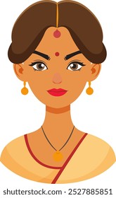 Ilustración de una mujer india con atuendo tradicional