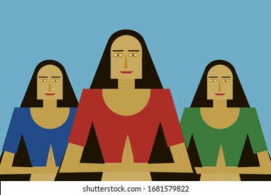 Illustration of Indian women greet with namaskar