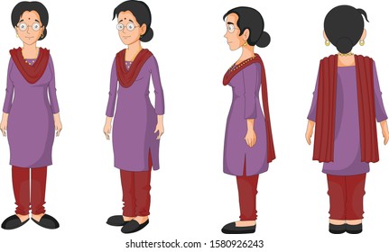 Illustration of indian women modelsheet