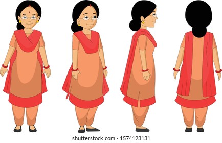 Illustration of Indian women in standing