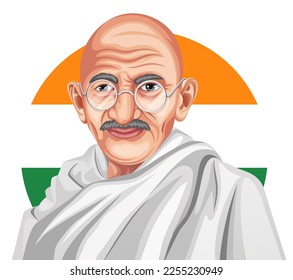 Illustration of India's Nation Hero and Freedom Fighter Mahatma Gandhi is popularly known as Bapu detailed vector isolated style. Martyr's Day, Shaheed Diwas celebrated.
