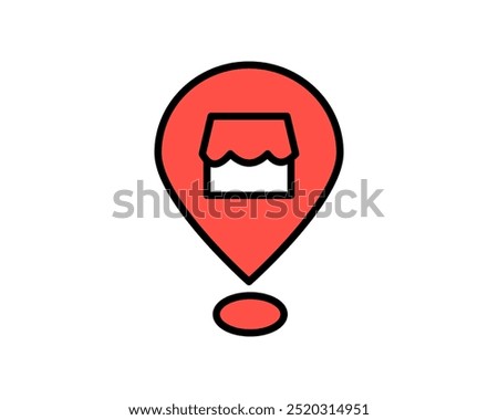Illustration indicating the geographical location of a store, helping customers find it easily.