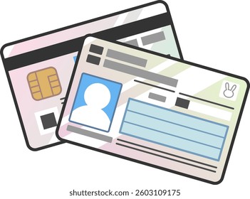 Illustration of Individual Number Card (My Number Card), front and back. Vector format is transparent around the illustration.